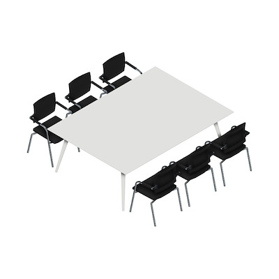 Konferencebord Dencon XL 1915 220x160 HPL hvid/hvid