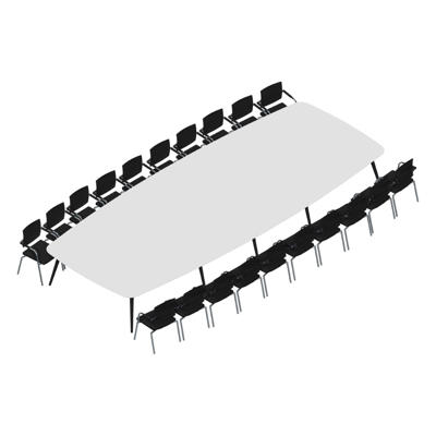 Konferencebord Dencon XL 1908 600x240 HPL hvid/sort