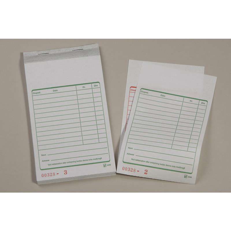 Kasseblok 2340 98x160 mm 50 bl m/kopi