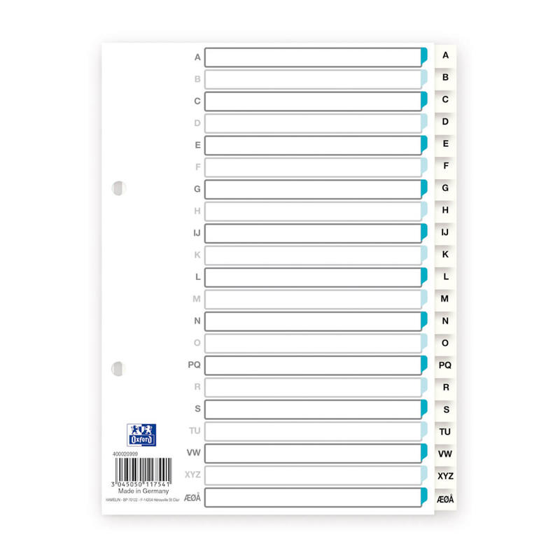 Plastregister Elba A5 A-Å m/forblad hvid