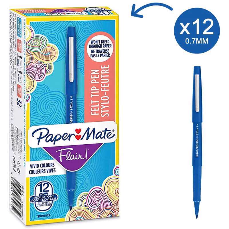 Fiberpen PaperMate Flair 0,7 M, blå /12