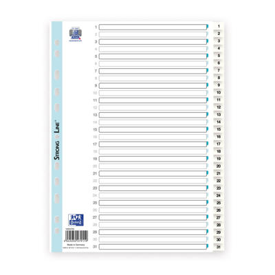 Register Strong-Line A4 1-31 i plast m/forblad hvid