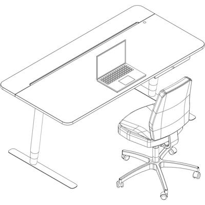 Hæve/sænkebord Dencon V7 160X80 skuffe/kabel, eg/sort lin