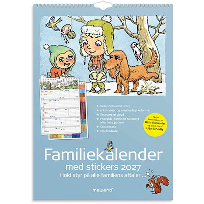 Familiekalender 2027 Mayland 6 kol. A3 m. stickers