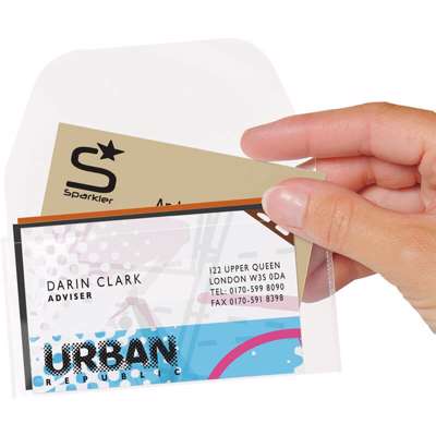 Visitkortlommer 3L105x60mm m/klap selvk. åben lang side/100