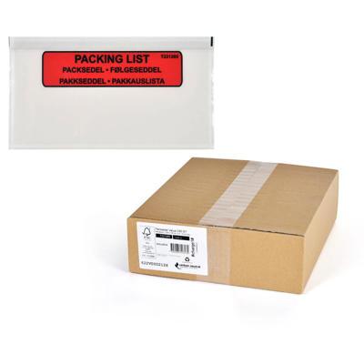 Følgeseddellommer M65 225x122mm m/tryk 1000stk/pk