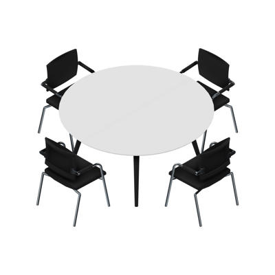 Konferencebord Dencon XL 1922 Ø160 HPL hvid/sort