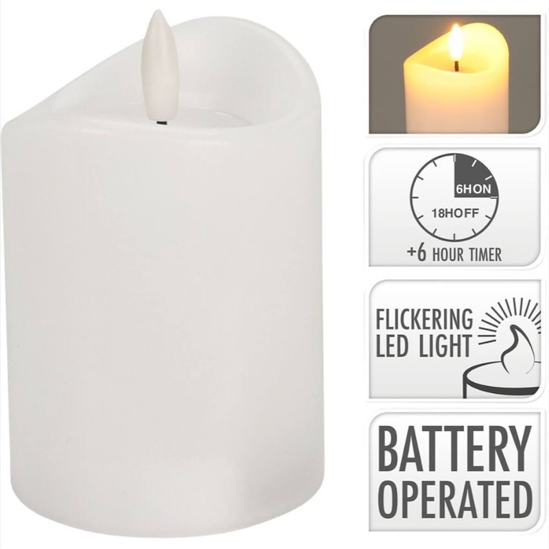 Bloklys LED Ø7x12,5cm hvid