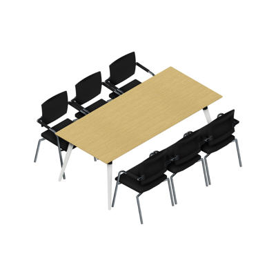 Konferencebord Dencon XL 1927 200x90 HPL eg/hvid